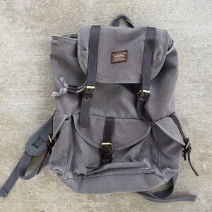 KAUKKO Men’s Gray Canvas Backpack Travel Hiking Camping Rucksack Laptop Bag